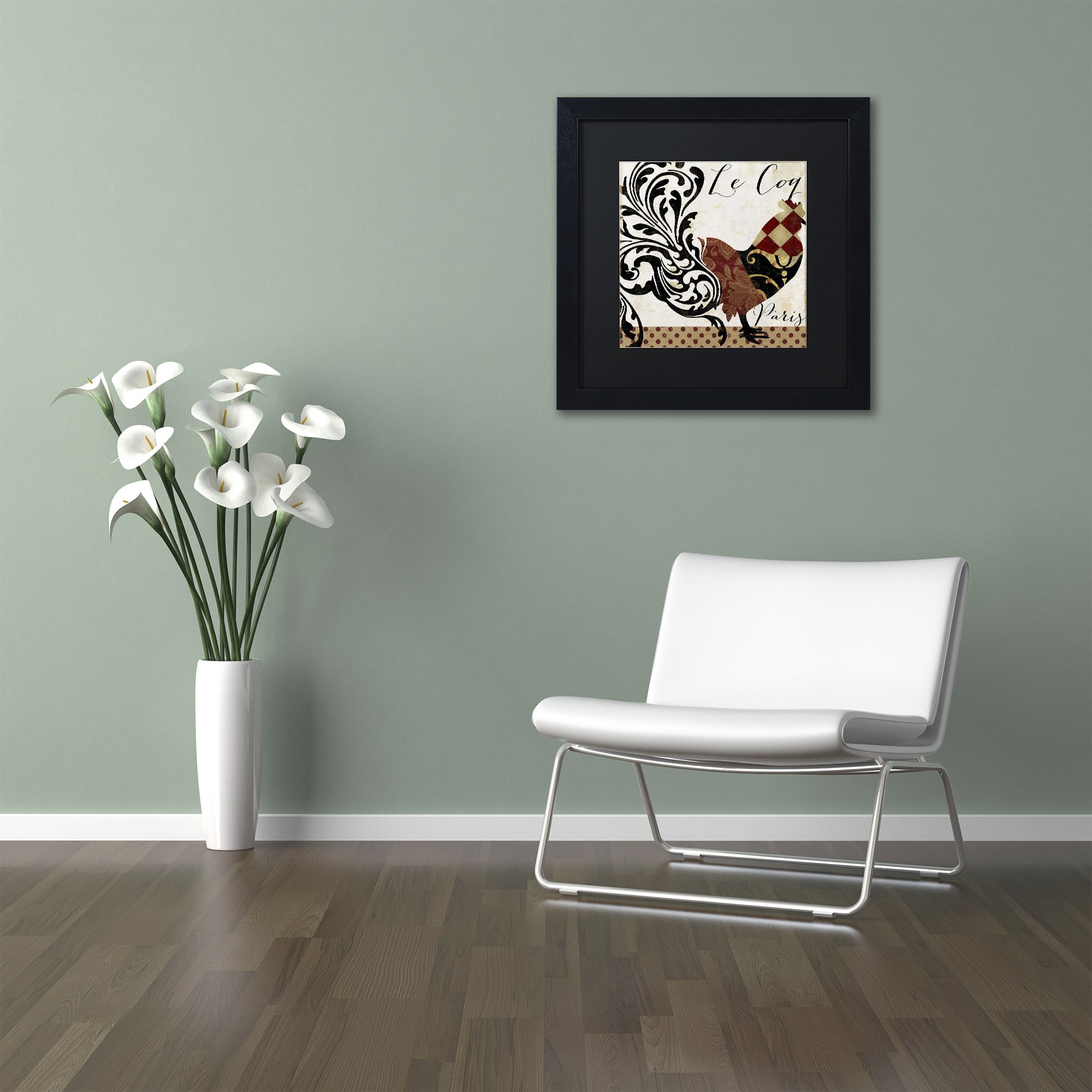 Trademark Fine Art "Roosters of Paris II" Canvas Art by Color Bakery Black Matte, Black Frame