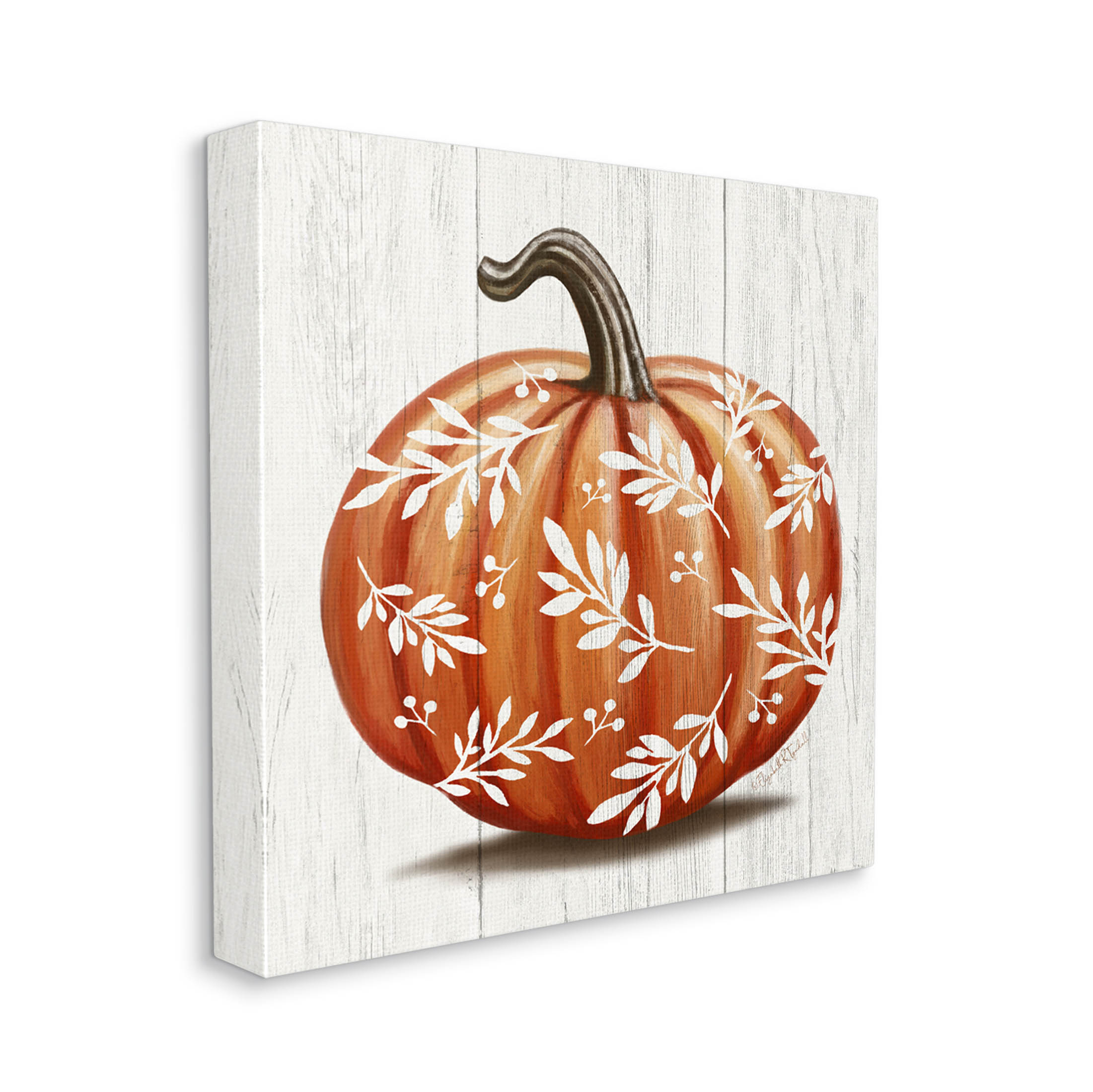 Stupell Industries Orange Fall Botanical Pumpkin Graphic Art Gallery Wrapped Canvas Print Wall Art, Design by Elizabeth Tyndall