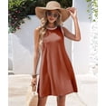 thumbnail image 5 of Summer Dresses for Women Vacation Casual Beach Sundress Sleeveless Tank Crewneck Shift Swing Dress Orange L, 5 of 10