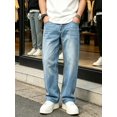 thumbnail image 3 of Reppunk Men Stylish Simple Style Solid Baggy Straight Loose Jeans Trousers Streetwear For Men's Carpenter Casual Denim Pants Menswear, 3 of 8