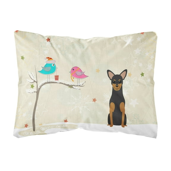 Carolines Treasures BB2500PW1216 Christmas Presents between Friends Manchester Terrier Canvas Fabric Decorative Pillow,
