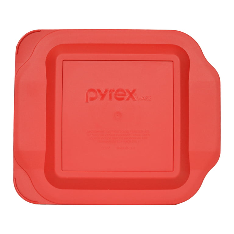 Pyrex 222 Square Glass Baking Dish w/ 222-PC Red Plastic Lid Cover
