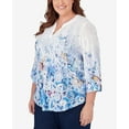 thumbnail image 6 of Alfred Dunner Womens Plus-Size Butterfly Border Jacquard Split Neck Top, 6 of 6