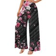 thumbnail image 2 of Clossjun Womens Pants Beach Flowy Wide Leg Daily Wear Palazzo SweatPants Summer Floral Trousers Vacation Boho Athletic Pants, 2 of 4