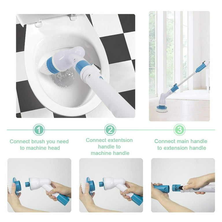 YOUKADA Electric Spin Scrubber Cordless Super Power Scrubber Cleaning Brush  for Kitchen Bathroom Living Room (Blue)