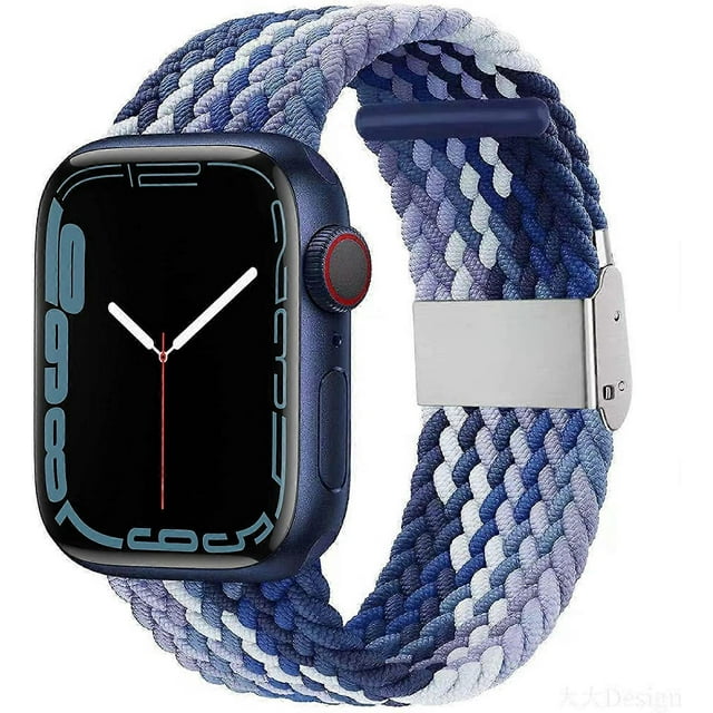 Adjustable Braided Solo Loop with Buckle Compatible With Apple Watch Band 42mm 44mm 45mm Soft Wristband Stretch Nylon Elastic Strap for iWatch Series