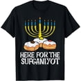 thumbnail image 2 of 100% Cotton Here for Sufganiyot Funny Hanukkah Hanukkah Pajama PJs T-Shirt, 2 of 5