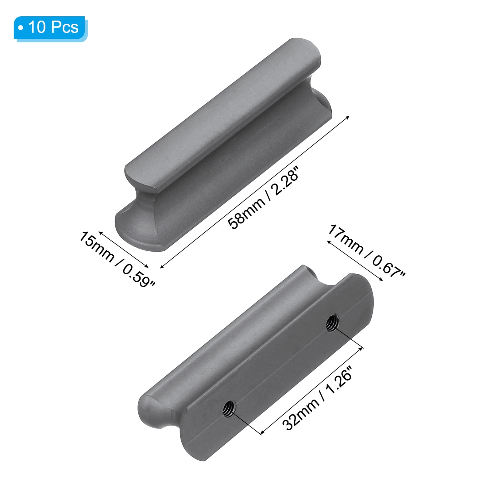 Uxcell Kitchen Cabinet Handles 1.26 Inch (32mm) Hole Center Cabinet Drawer Hardware Pulls, Gray 10 Pack