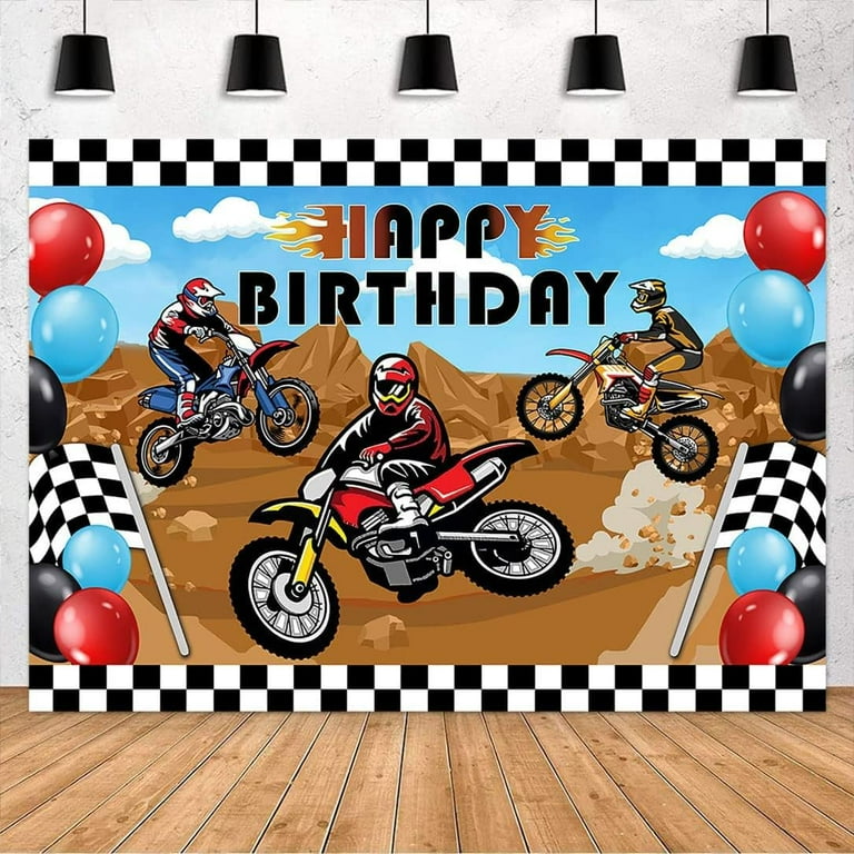 Dirt Bike Party Decoration Motocross Birthday Party Supplies, Dirt Bike Party Decoration Motocross Birthday Party Supplies Dirt Bike Racing Birthday Banner Backdrop Banner Motocross Racing Banner Happy Birthday