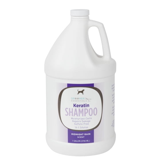 Groomer Essentials Keratin Shampoo - 1 Gallon - Midnight Rain Fragrance - Formulated With A Hydrolyzed Protein Which Repairs Damaged Coats - 16:1 Dilution