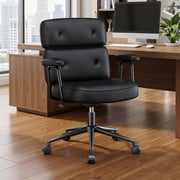 MCQ Ergonomic PU Leather Office Chair for Adults, Adjustable Height, Lumbar Support, 360° Swivel, Black