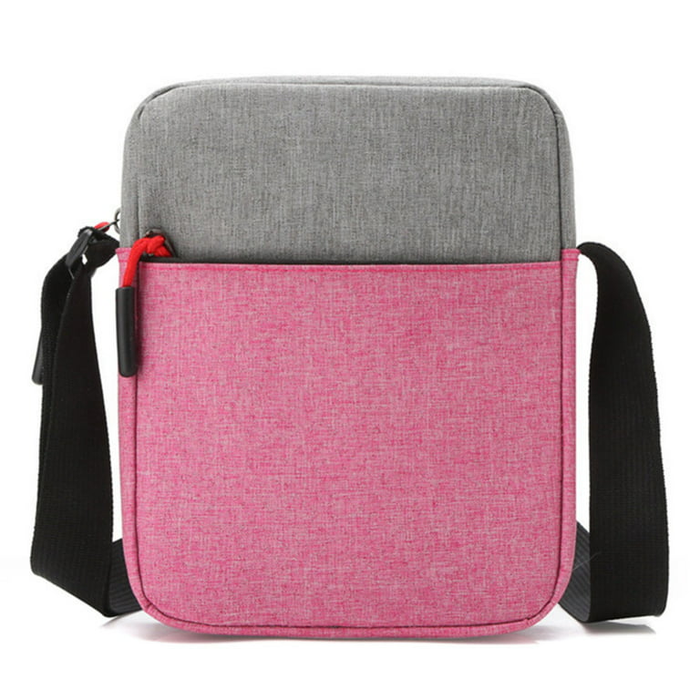 Men Waterproof Shoulder Bag Pockets Anti Theft Large Capacity Outdoor  Messenger Bag Pink 