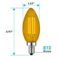 thumbnail image 4 of Luxrite E12 LED Filament Yellow Light Bulbs, 4.5W=40W, Colored Glass Candelabra Bulb, UL, E12, Decoration, Party 6 Pack, 4 of 7