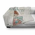 thumbnail image 3 of Enjoy the Little Things Soft Flannel Fleece Throw Blanket, Cartoon Girl in Winter Clothes with a Hand Lettering, Cozy Plush for Indoor and Outdoor Use, 50" x 60", Multicolor, by Ambesonne, 3 of 6