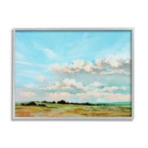 Stupell Industries Cloudy Landscape Painting Nature Painting Gray Framed Art Print Wall Art, 20 x 16
