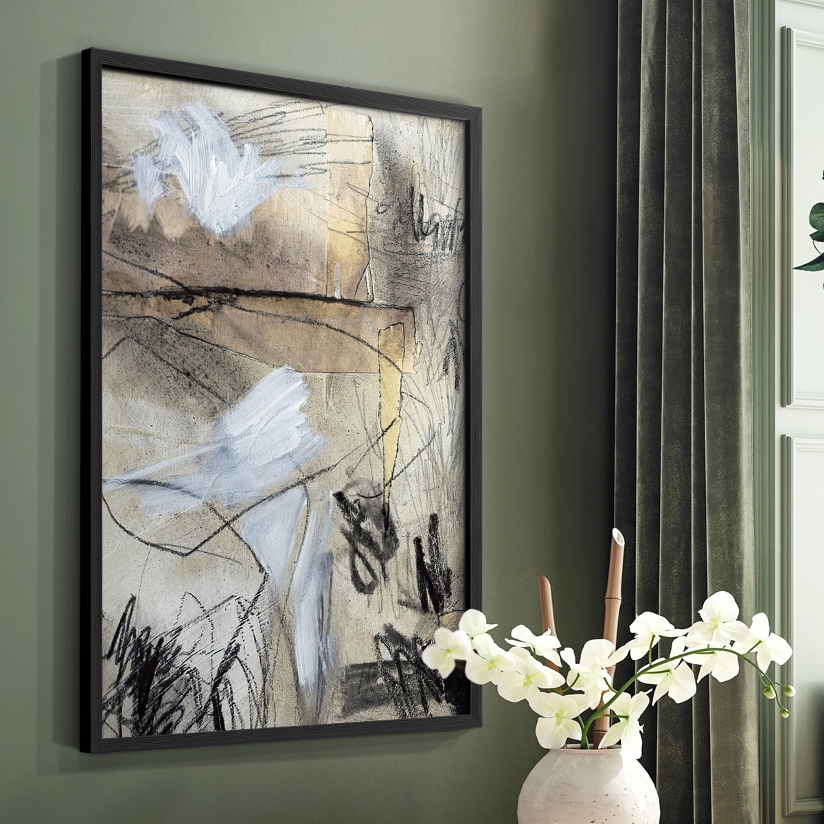 Masked Notes I Framed Print in Black Solid Wood Framed Print No Nail Hanging