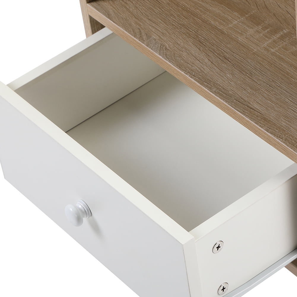 Kadyn Mid-century Wood Bedside Cupboard with 1-drawers for Nursery, Bedside Cabinets with Storage for Closet, Natural-1PCS
