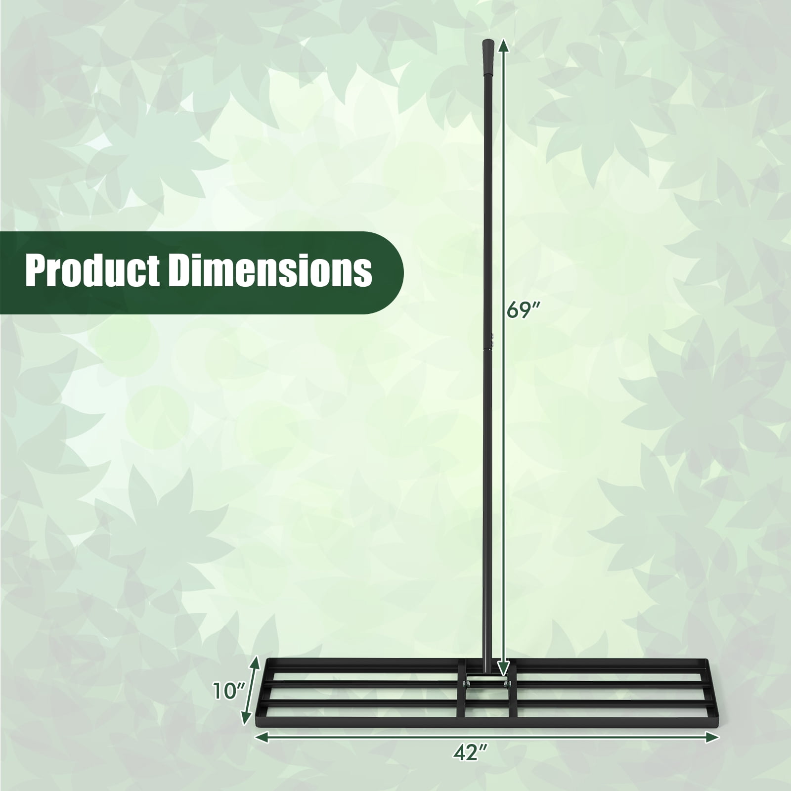 Costway Lawn Leveling Rake 42" x 10" Heavy Duty Level Lawn Tool for Garden Backyard/Lawn Black