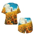 thumbnail image 5 of Lsque Clear Sky Sunflower Women's Short-Sleeved Pajama Set - 2 Piece Soft and Lightweight Sleepwear Set-Large, 5 of 9