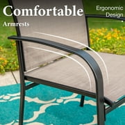 7-Piece Outdoor Patio Dining Set with 6 Textilene Chairs & 1 Metal Steel Rectangle Table, Black & Tan