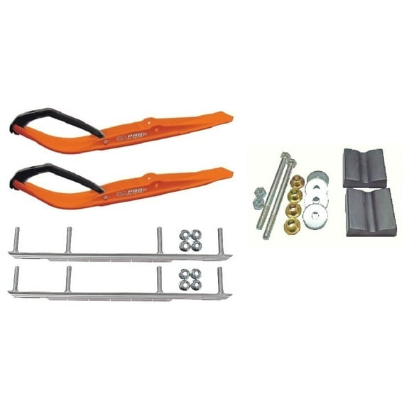 C&A Pro Orange Razor Snowmobile Skis w/ 9" Shaper Bars Complete Kit Arctic Cat 2012  Viper 2014  Except 2016 Procross