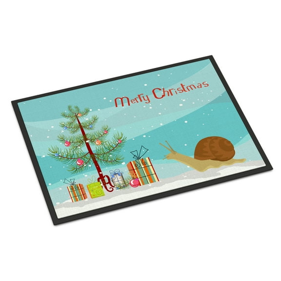 Carolines Treasures CK4539MAT Garden Snail Merry Christmas Door Mat Indoor Rug or Outdoor Welcome Mat 18x27 Doormat