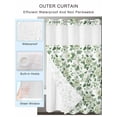 thumbnail image 2 of No Hook Cloth Fabric Shower Curtain with Snap in Liner, Green Spring Floral Waterproof Shower Curtains Set with See Through Top Window, Farmhouse Summer Botanical Watercolor Bath Curtains 72"x84", 2 of 6