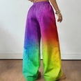 thumbnail image 5 of YIFUNIN Women's Printed Elastic Waist Wide Leg Pants, Tie Dye Gradient Casual Drawstring Trousers, Loose Fit Bohemian Style Fashion,Green 2XL, 5 of 5