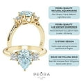 thumbnail image 4 of PEORA 14K Yellow Gold Pear Shape Aquamarine and Lab Grown Diamond 3 Stone Trellis Ring, 1.30 Carats total, Size 8, 4 of 5