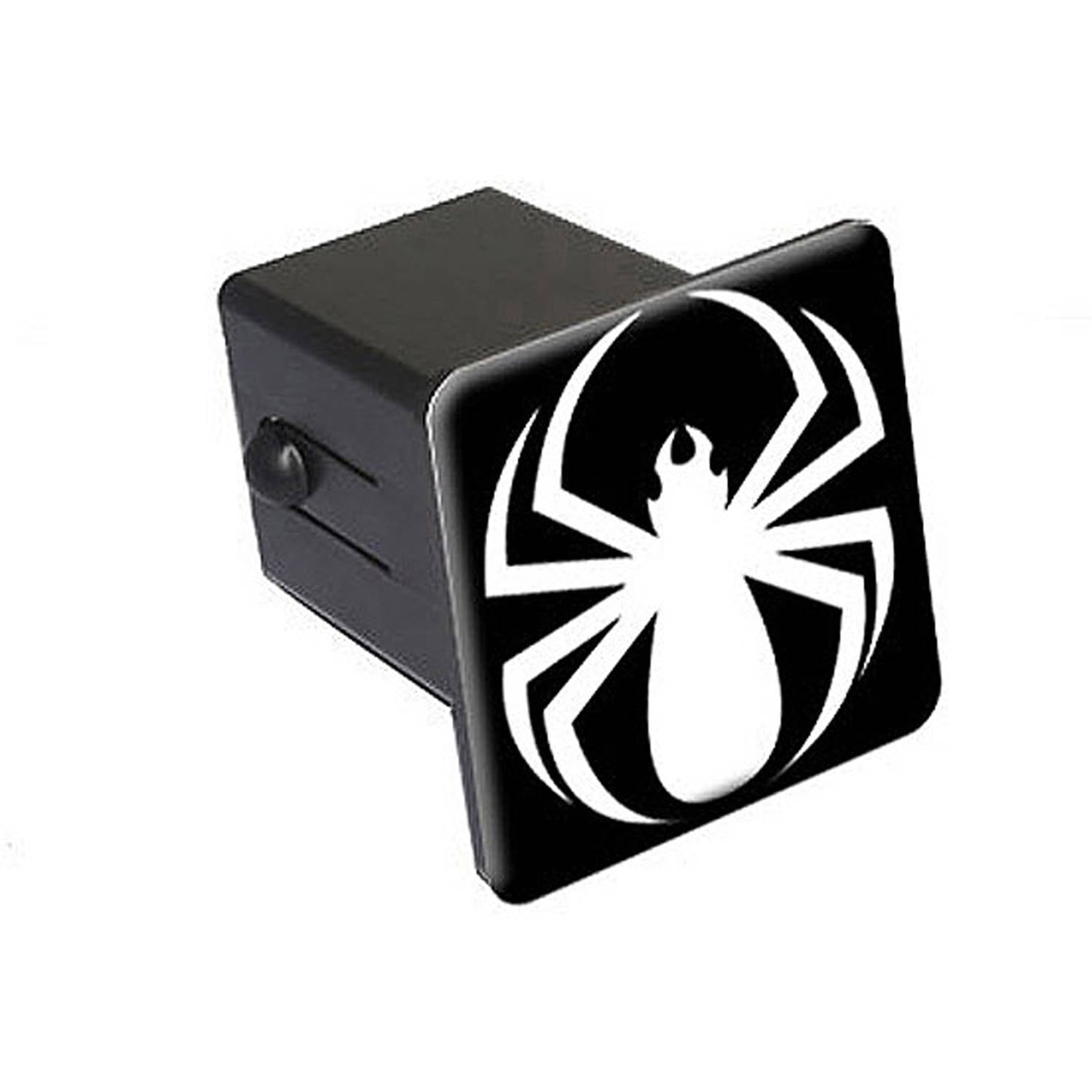 Spider White On Black Spiderman 2" Tow Trailer Hitch Cover Plug
