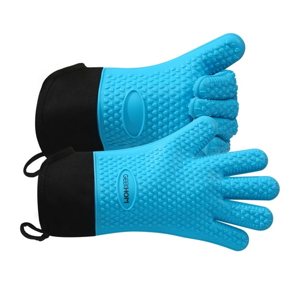 Guantes para asar GEEKHOM, resistentes al calor, para horno, azules