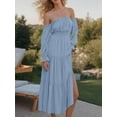 thumbnail image 5 of Weardear Summer Maxi Dress Sexy Flowy Ruffle Long Sleeve Off Shoulder Boho Dress for Women, 5 of 8