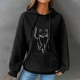 thumbnail image 2 of ManxiVoo Women Trendy Oversized Knit Hoodies with Cute Cat Graphic Long Sleeve Drawstring Sweatshirts for Casual Fashion Comfort L Size Black, 2 of 5