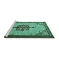 thumbnail image 2 of Ahgly Company Machine Washable Indoor Round Persian Turquoise Blue Traditional Area Rugs, 5' Round, 2 of 4