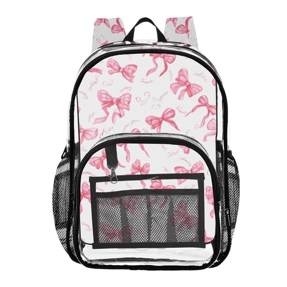 ALAZA Clear Backpack Pink Bows PVC Transparent BookBag