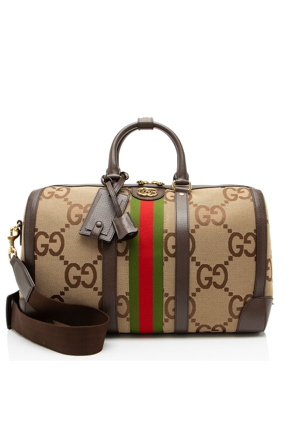 Pre-Owned Gucci Jumbo GG Canvas Web Medium Duffle