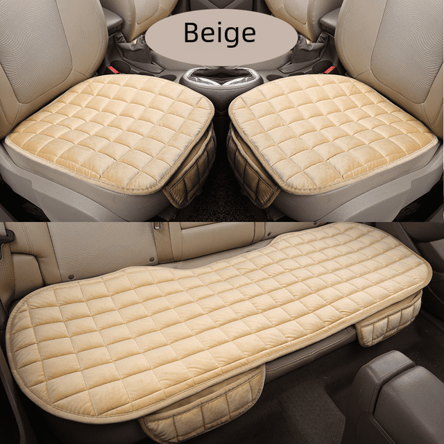 Cojín de asiento de coche de invierno de tres piezas de una sola pieza sin respaldo cojín de asiento delantero de felpa antideslizante sin ataduras para coche