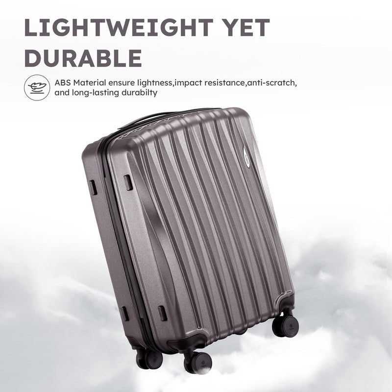 Gowill 4 Piece Hardside Luggage Set 27/23/19/12 inch Hardshell Lightweight Spinner Wheels Carry-on and Checked Suitcase.Iron Gray