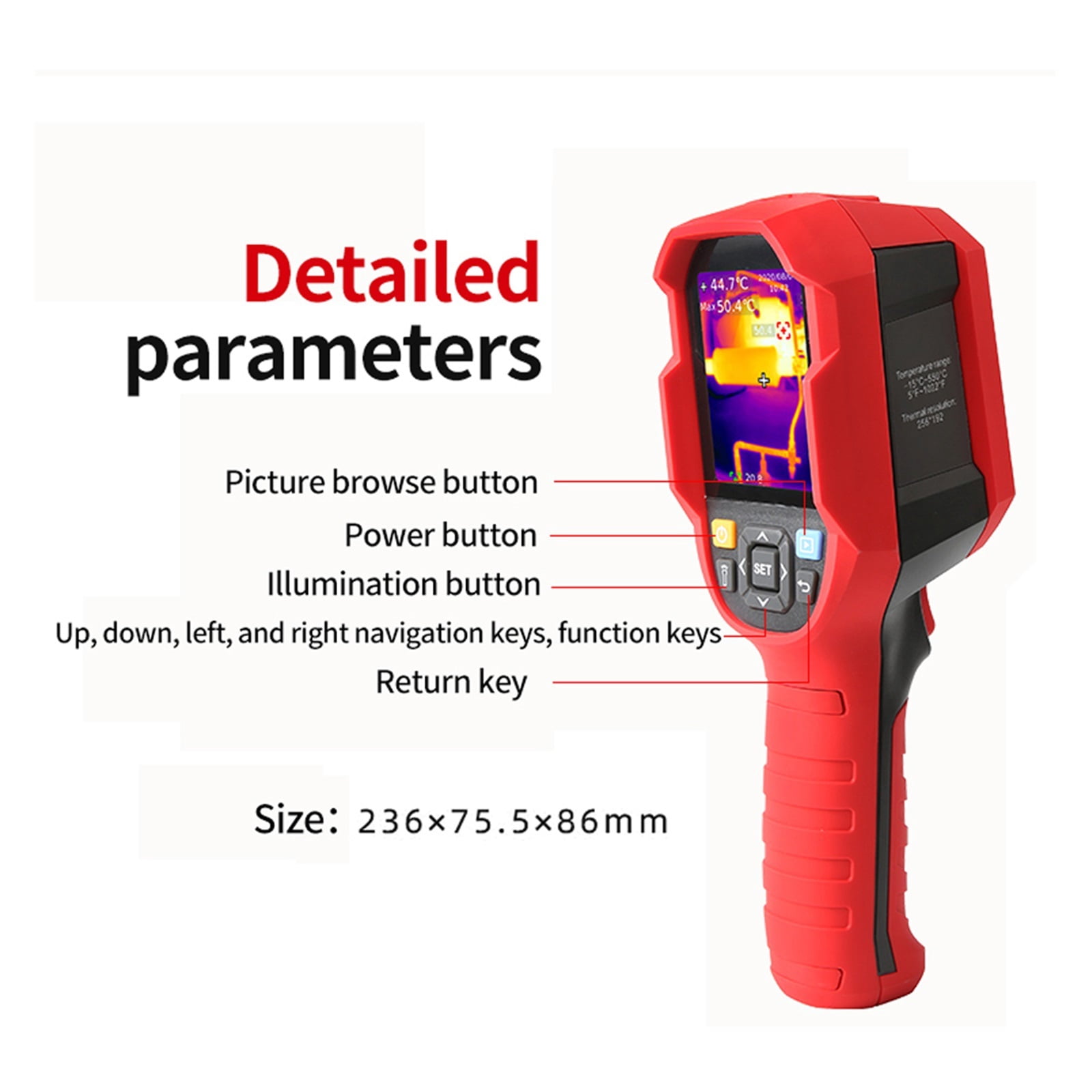 Thermal Imaging Camera, Resolution 256 X 192 Infrared Thermal Imager Handheld Thermal Imager Infrared Thermometer