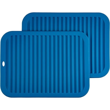 Trivets for Hot Dishes Pots & Pans, Silicone Hot Pads for Kitchen, 12x9 Silicone Mats for Counter, Waterproof Trivet Mat, Counter Top Pot Holders, Table Heat Resistant Mat Set 2 Blue