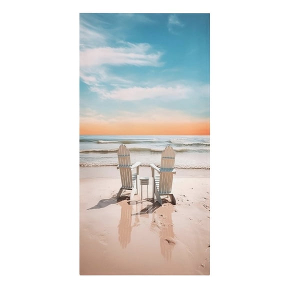 RKSupls Two White Beach Chairs Ocean Sunset Microfiber Beach Towel Absorbent Compact Towels for Swimming Pool Beach Travel Things for Vacation Essentials Adult Gift,61.4×30.3Inch