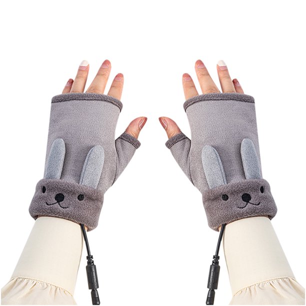 Smart USB Recargable Invierno Protección contra el frío Calor Calefacción Orejas de conejo Guantes Lavable Cálido Mano Tesoro Fridja nalpqowj3414