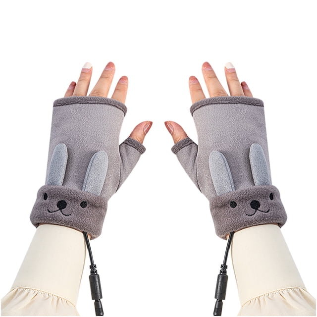Smart USB Recargable Invierno Protección contra el frío Calor Calefacción Orejas de conejo Guantes Lavable Cálido Mano Tesoro Fridja nalpqowj3414