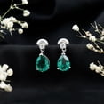 thumbnail image 5 of Rosec Jewels Lab Grown Emerald Teardrop Earrings for Women (3.4 Carat, AAAA Quality) - Certified Emerald Diamond Earrings, 925 Sterling Silver, 5 of 8
