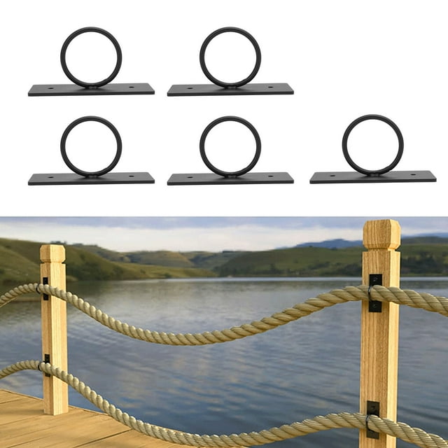 Hanging Rope Fence Bracket, Sturdy Decorative Rope Supports Holders 5pcs Black for Hanging Plant