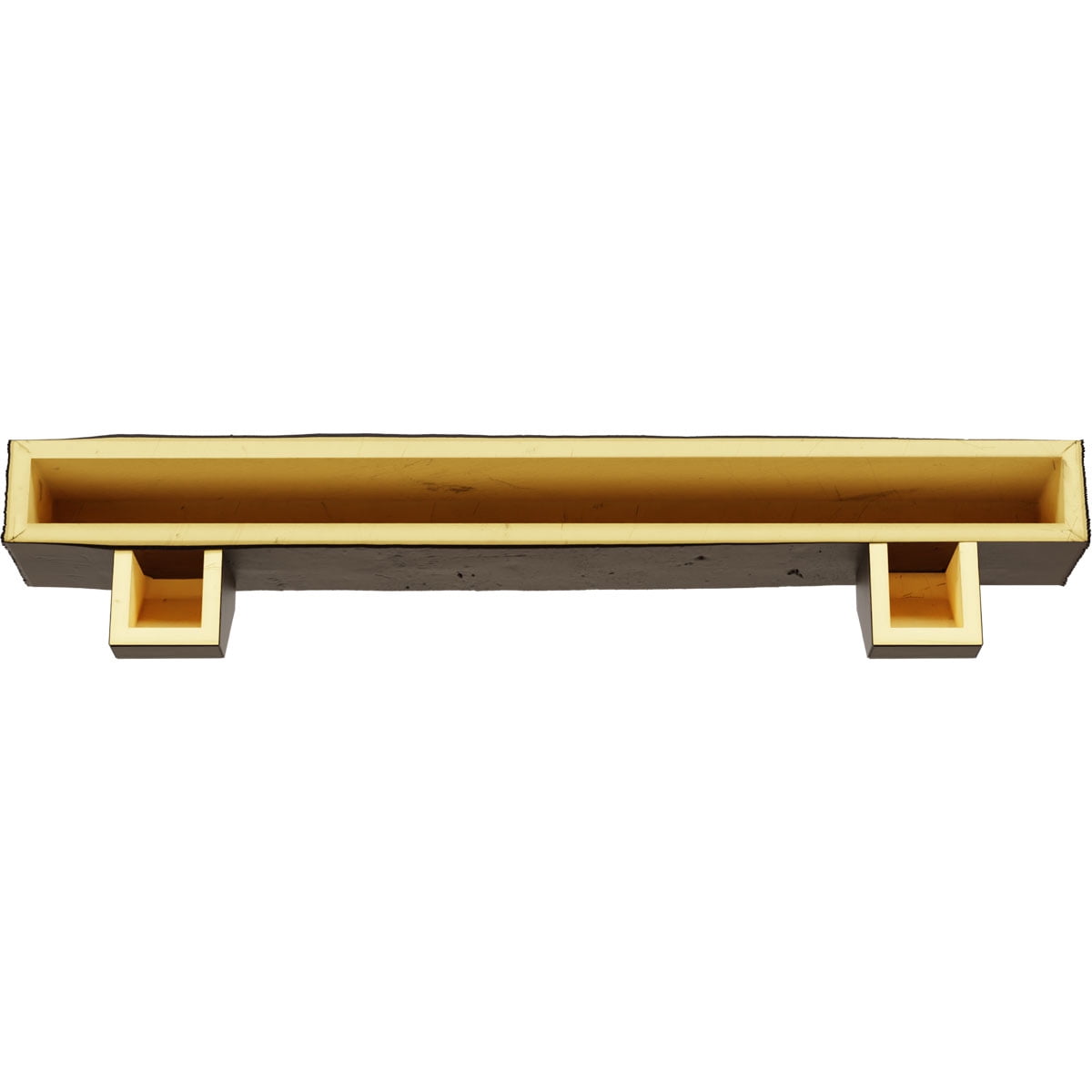 Ekena Millwork 4"H x 8"D x 60"W Knotty Pine Faux Wood Fireplace Mantel Kit with Ashford Corbels, Natural Mahogany