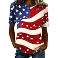 thumbnail image 4 of T-Shirt pour Femmes, Haut à Col Rond Imprimé à Manches Courtes, Style Décontracté pour la Fête de l'Indépendance, 4 of 6