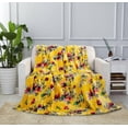 thumbnail image 5 of DaDa Bedding Yellow Farmhouse Rustic Spring Floral Hummingbirds Soft Fleece Throw Blanket (925), 5 of 8
