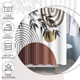 thumbnail image 5 of White Boho Style Bathroom Curtains Shower Set Bamboo Leaves Abstract Bohemian Moon Striped Bathroom Shower Decor Accessory Set Decorative Waterproof Bathroom Curtains 72x84 Inch with Hooks, 5 of 6