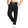 thumbnail image 2 of Mens Fleece Sweatpants Loose Fit Open Bottom Moisture Wicking Track Athletic Jogger Streetwear Trousers Black, 2 of 7